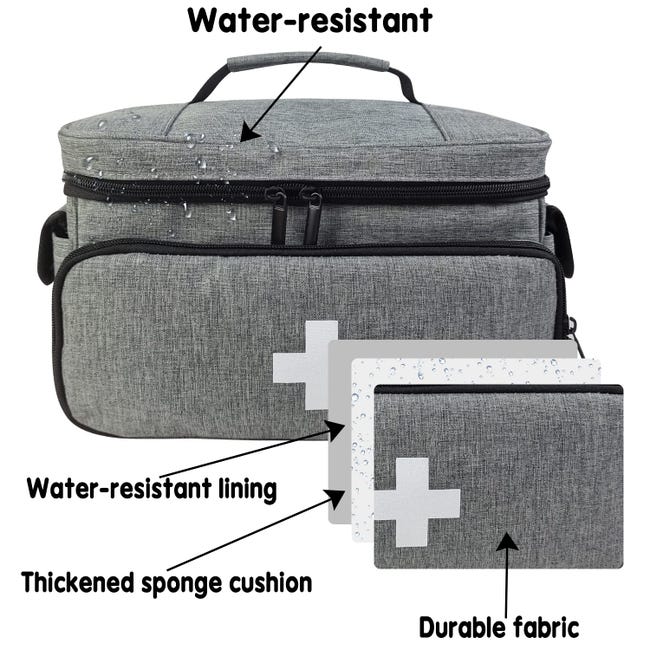 Kit de primeiros socorros com bolsa para transporte e armazenamento, organizador de comprimidos – Casa, Viagem, Atividades ao Ar Livre (Cinza) - 3