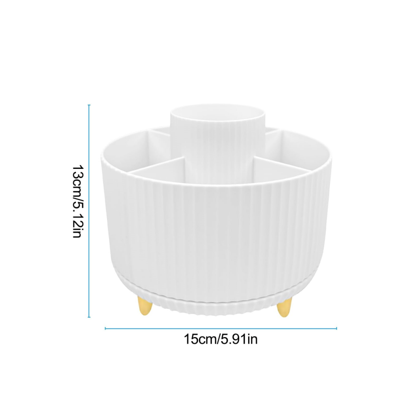 360° Organisateur Maquillage Rotatif, Rangement Pinceaux Maquillage, Maquillage Support Cosmétique Avec 5 Compartiments, Multifonction Organisateur - 2