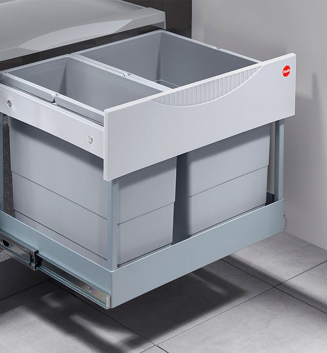 Poubelle encastrable tri sélectif 2 bacs 30L (18+12) Hailo Raumspar Tandem S Plus