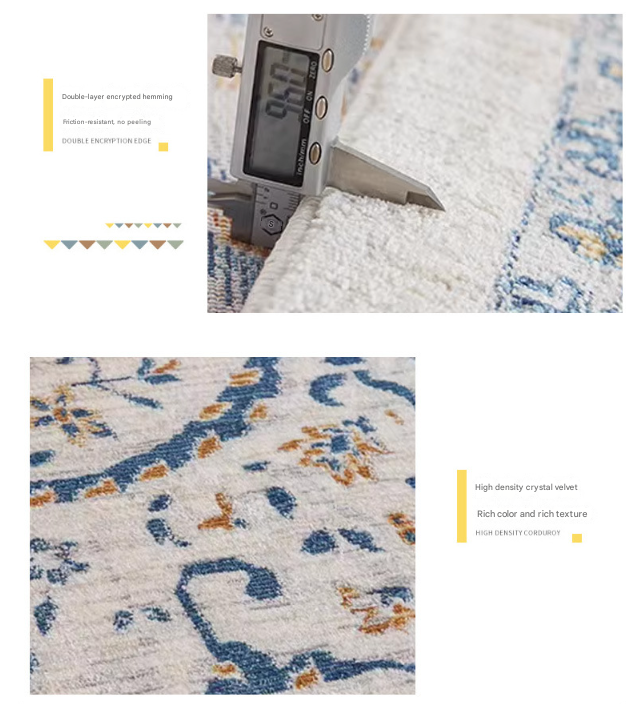 Tapis de salon antidérapant, lavable, style bohème vintage, doux, pour chambre, salle à manger, bureau (120 x 160 cm) - 8