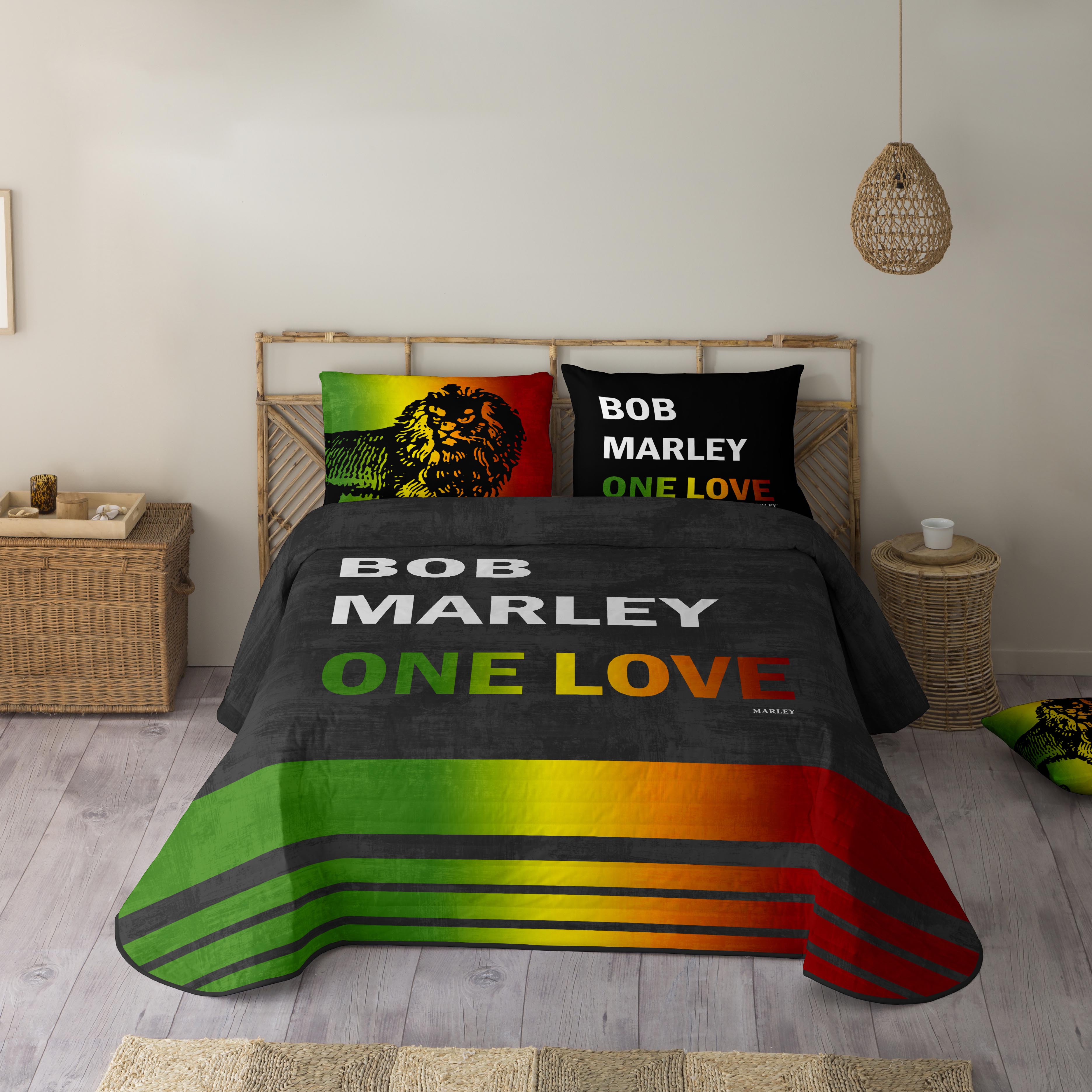 Marley - colcha bouti estampada cama 105 - microfibra - extra suave - incluye colcha bouti + 1 funda de cojin - one love
