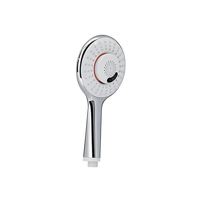 Gedy Music 00 Soffione Doccia Anticalcare Cromato – Ø23 Cm, Cassa Bluetooth Rimovibile, Getto Pioggia, 360°, Ugelli Silicone