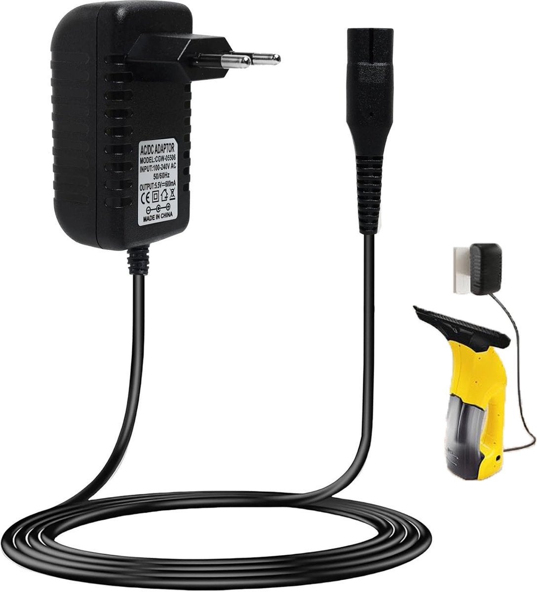 Zasilacz kompatybilny z Karcher WV1, WV2, WV5, WV50, WV51, WV55, WV60, WV70 - Długość kabla: 1,2 m - 5,5 V