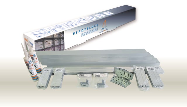Kit en aluminium ReadyBlock pour créer des murs avec des briques de verre de 190x190x80 mm (1x10). Dimensions du mur 264x1983 mm (largeur x hauteur)