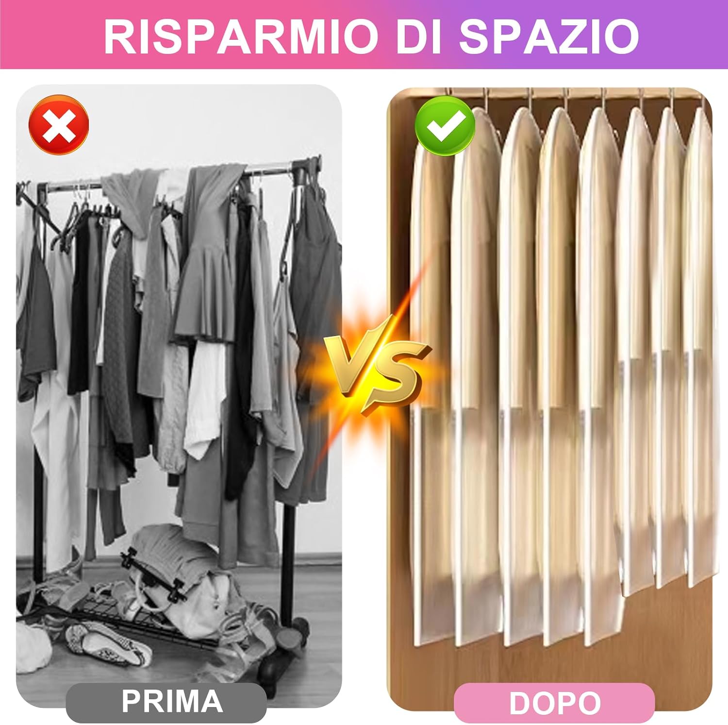 Housses de Vêtements 2 PCS, Housses de Protection Zip Transparentes, Housse Vetements à Suspendre Anti Poussière Etanche Mite Humidité 60 x 140 CM - 5