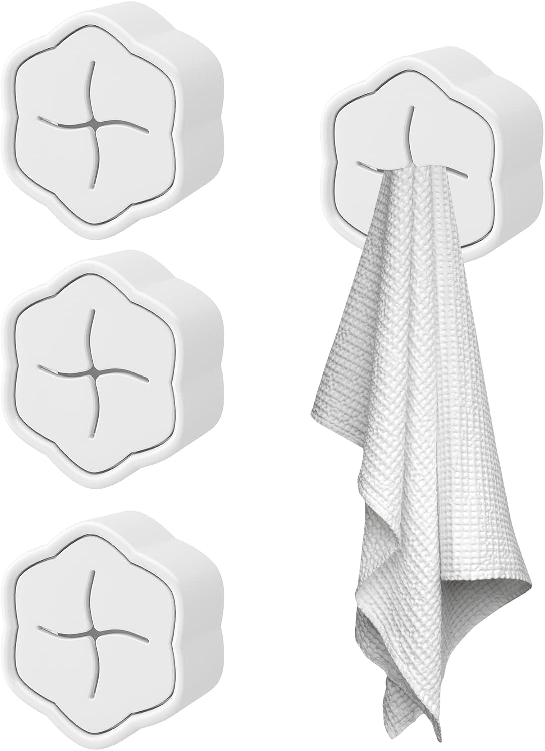 Zestaw 4 uchwytów na ściereczki kuchenne bez wiercenia - Uchwyt na ręczniki kuchenne - Haczyk na ręczniki - Prosty i elegancki design