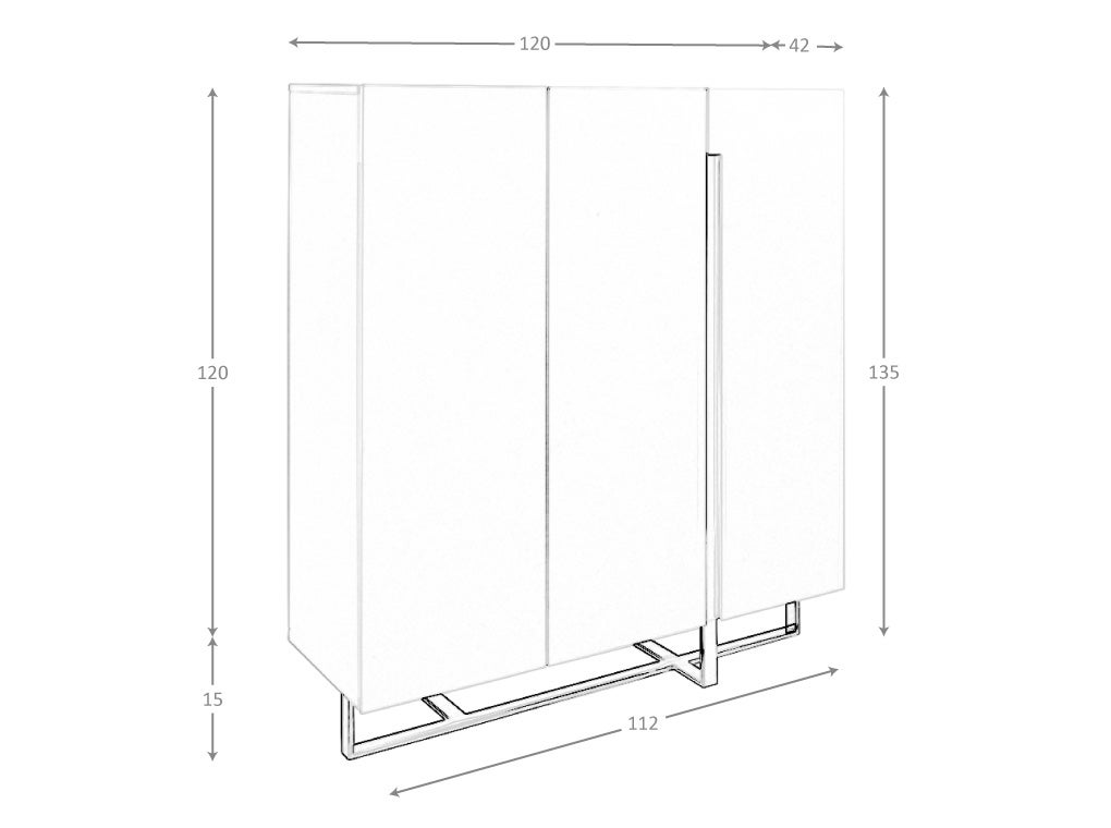 Buffet haut en bois blanc et acier chromé 120 x 42 x 135 cm - 5