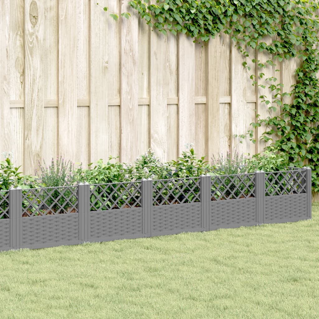 Jardinière de jardin | Pot de Fleurs avec piquets gris clair 363,5x43,5x43,5 cm PP CFW87031 - 2