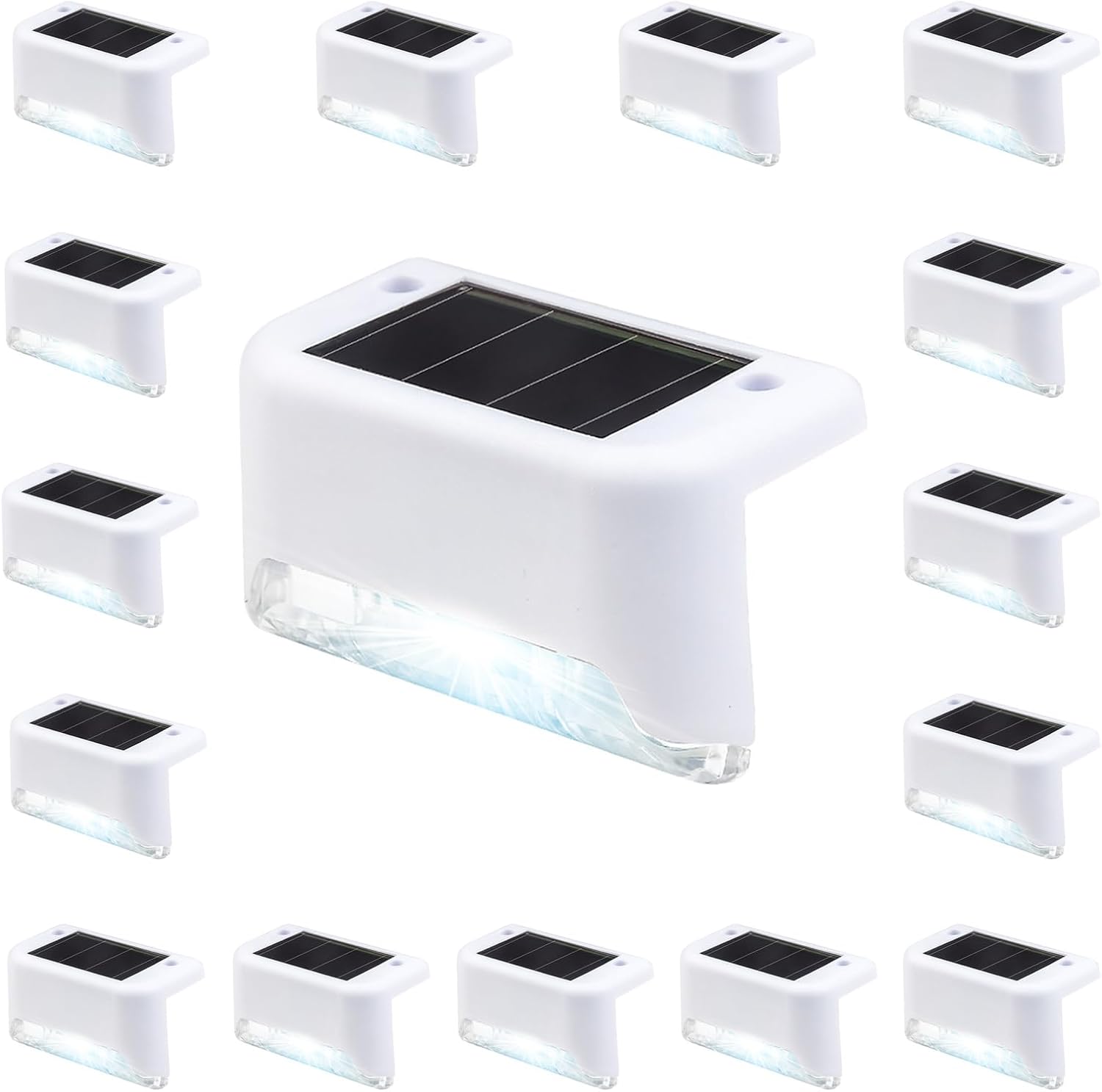 16 wodoodpornych lamp solarnych do schodów, ogrodzeń, podwórek, tarasów i podjazdów (białe)
