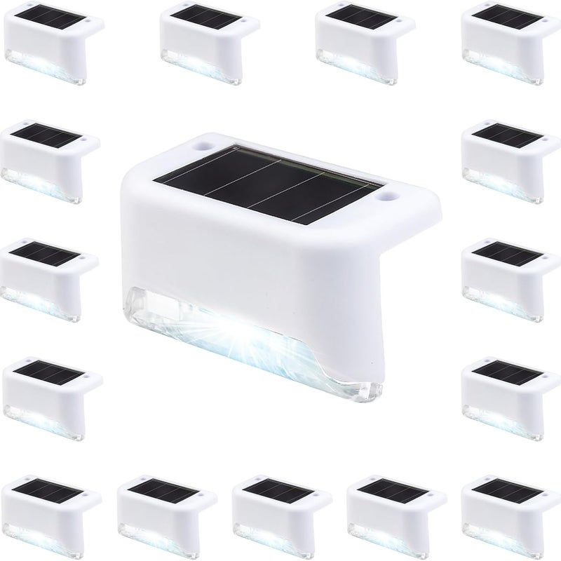 16 wodoodpornych lamp solarnych do schodów, ogrodzeń, podwórek, tarasów i podjazdów (białe)