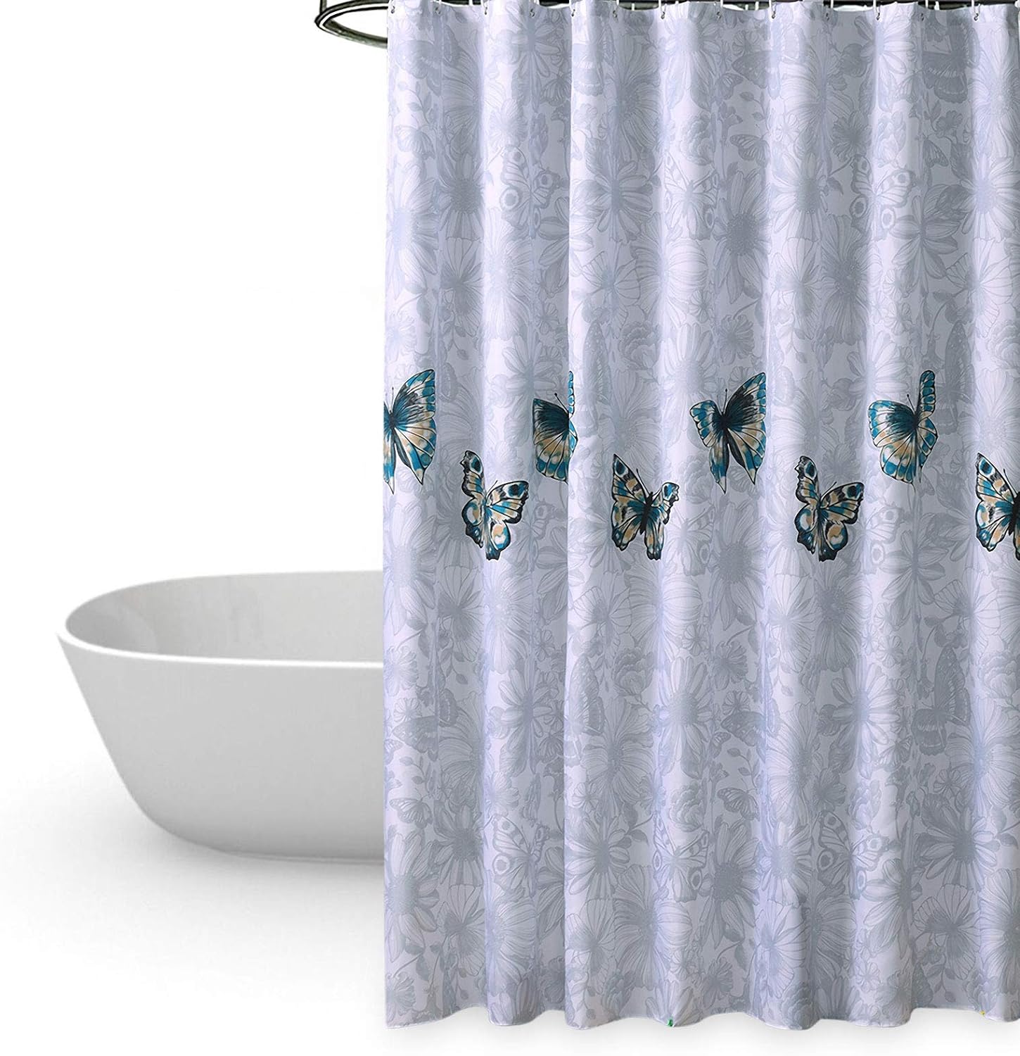 Rideau De Douche Imperméable Anti Moisissure 180x180cm Bambou Vert - Avec 12 Crochets