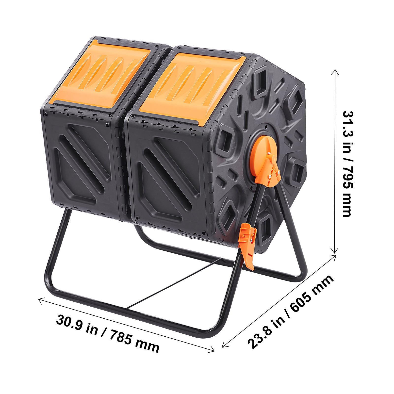 Composteur rotatif SucceBuy double chambre 37 gal avec 2 portes coulissantes, cadre en acier, sans BPA pour jardin, cuisine et cour - 2