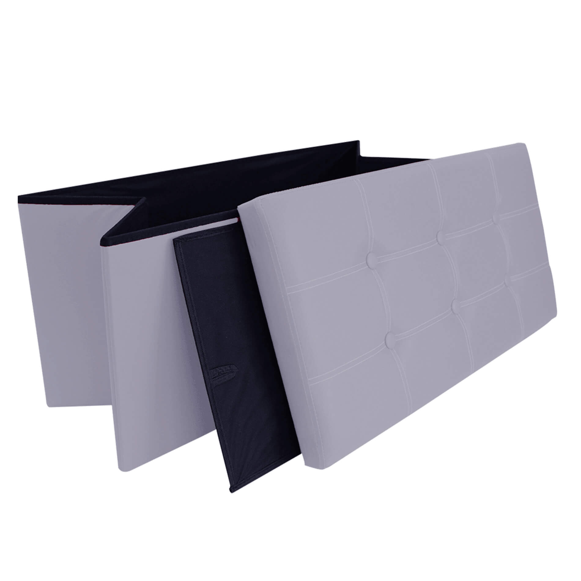 Pouf Coffre De Rangement Mobili Rebecca Banc Rectangle Gris Stokage 38x76x38 - 6