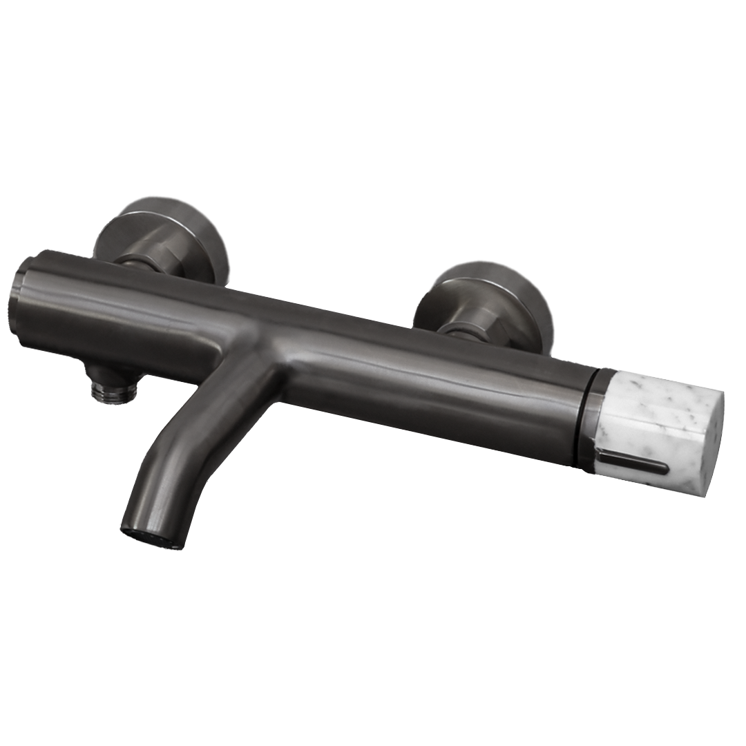 Mechaniczna gałka mieszacza wannowo-prysznicowego, metaliczny szary marmur