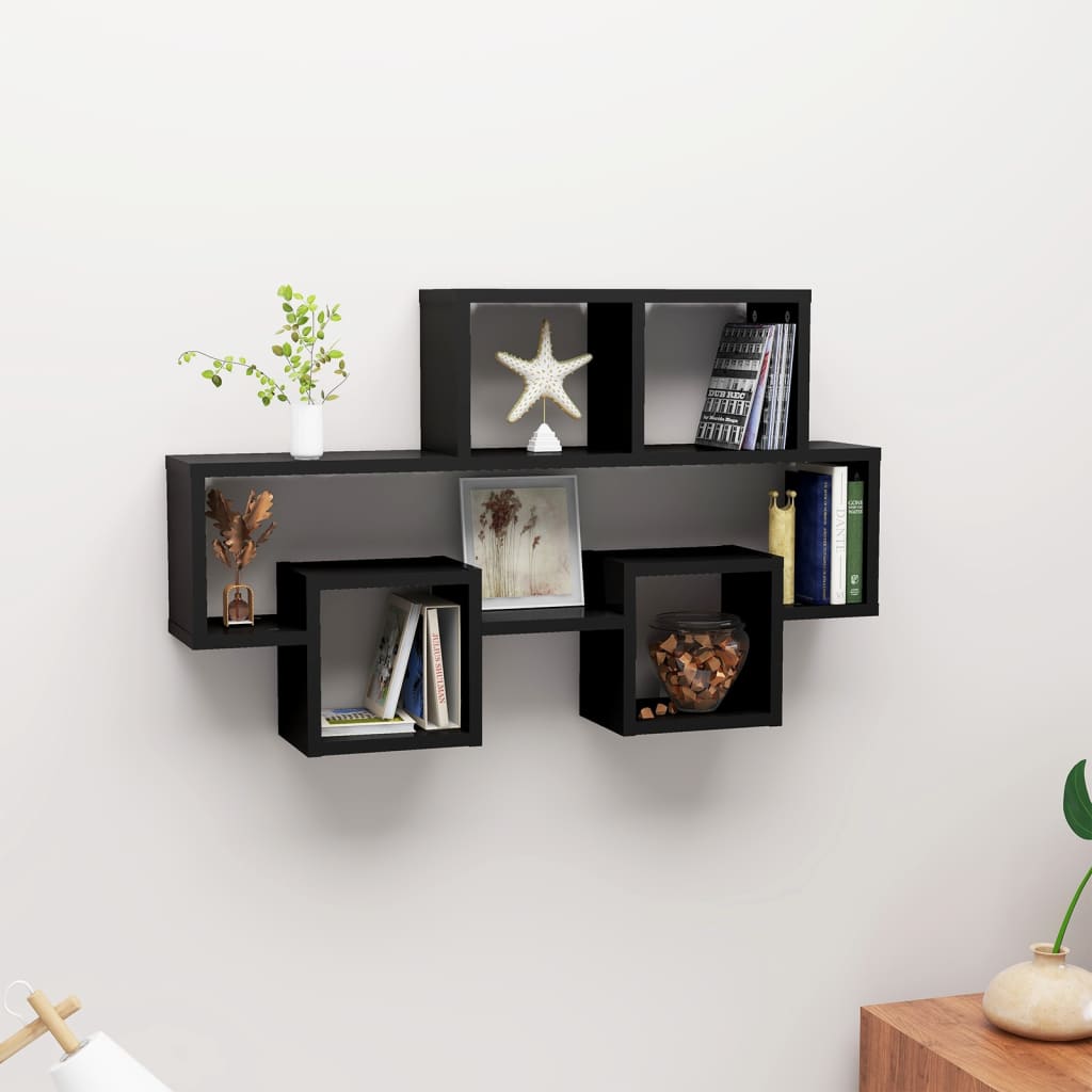 2 étagères Murales Noires Métal – 11x10 Cm, Design Minimaliste, Pour Cuisine, Salle De Bain, Chambre