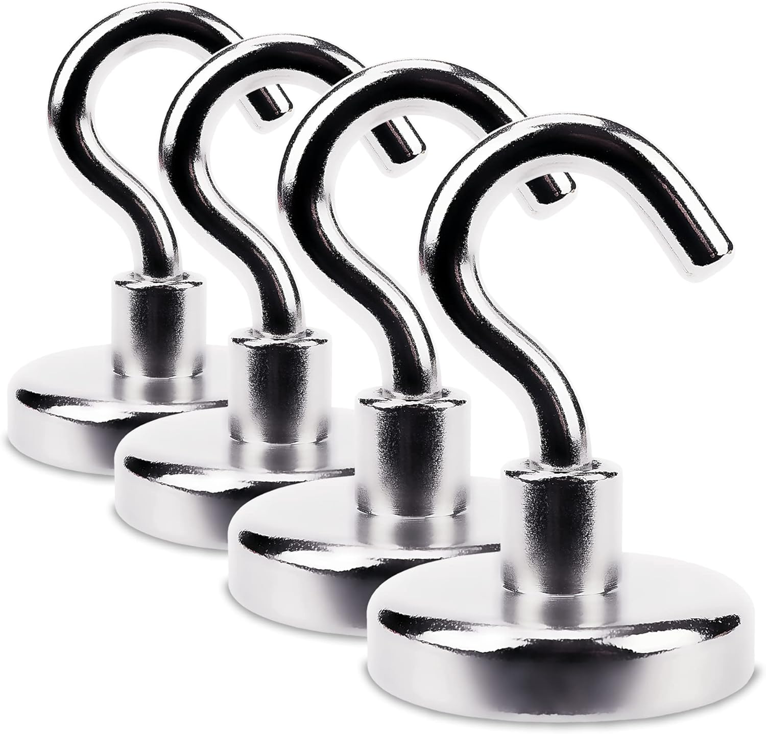 4 sztuki Magnes neodymowy z hakiem Ø32 x H45 mm, bardzo mocne haki magnetyczne o udźwigu 24 kg