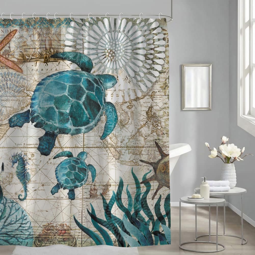 Rideau De Douche En Tissu Imprimé Moderne - 178x183 Cm - Avec Crochets Métal/céramique - NEUF