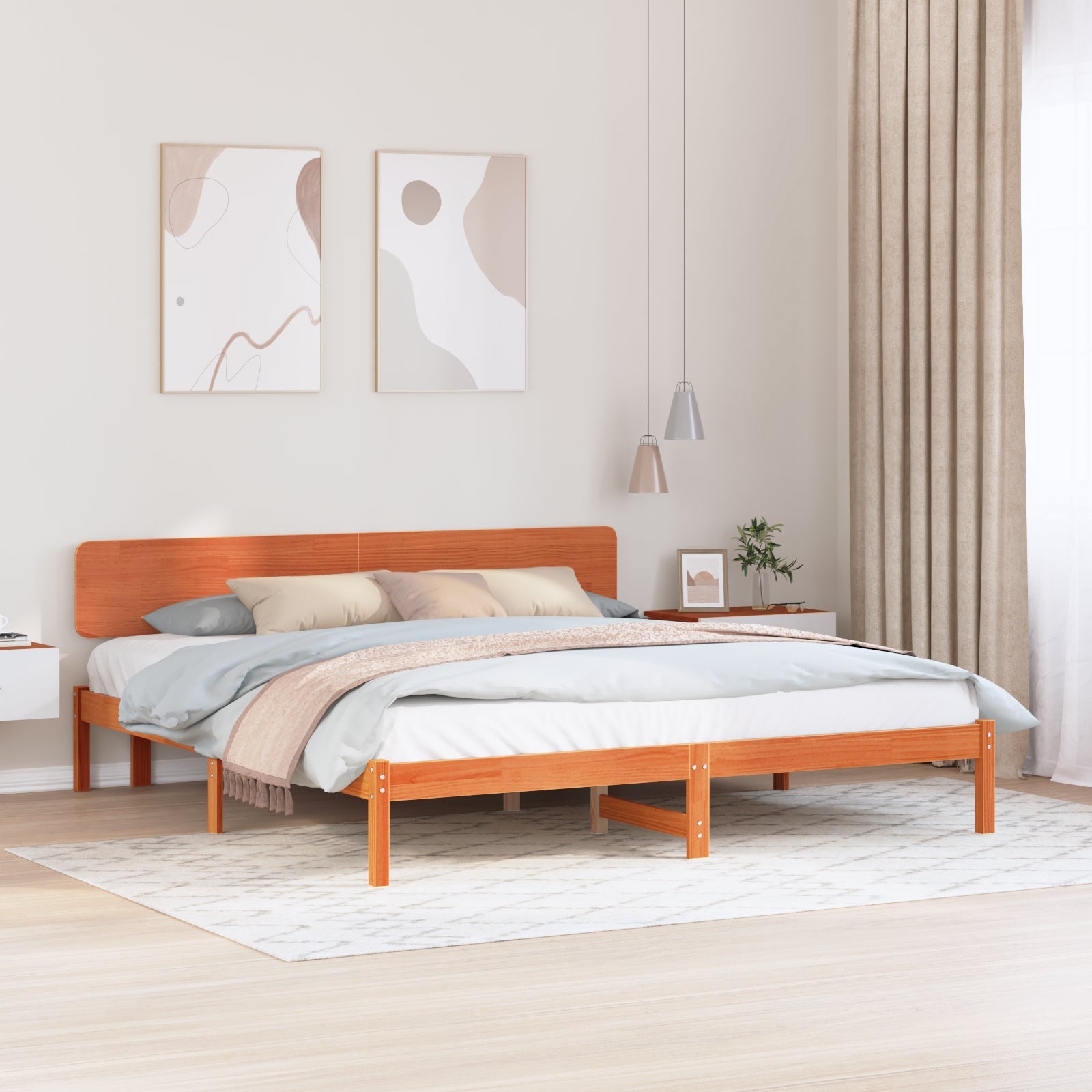 Ramka łóżka Woskowy Brąz 180 x 200 cm Lite drewno sosnowe vidaXL