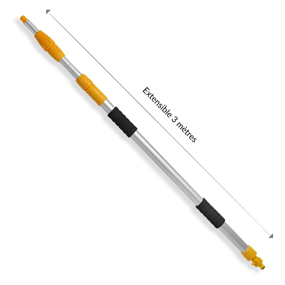 Balai brosse de lavage Multifonction Télescopique - 3 Mètres - Panneaux Solaires, Voiture, Fenêtre - 3