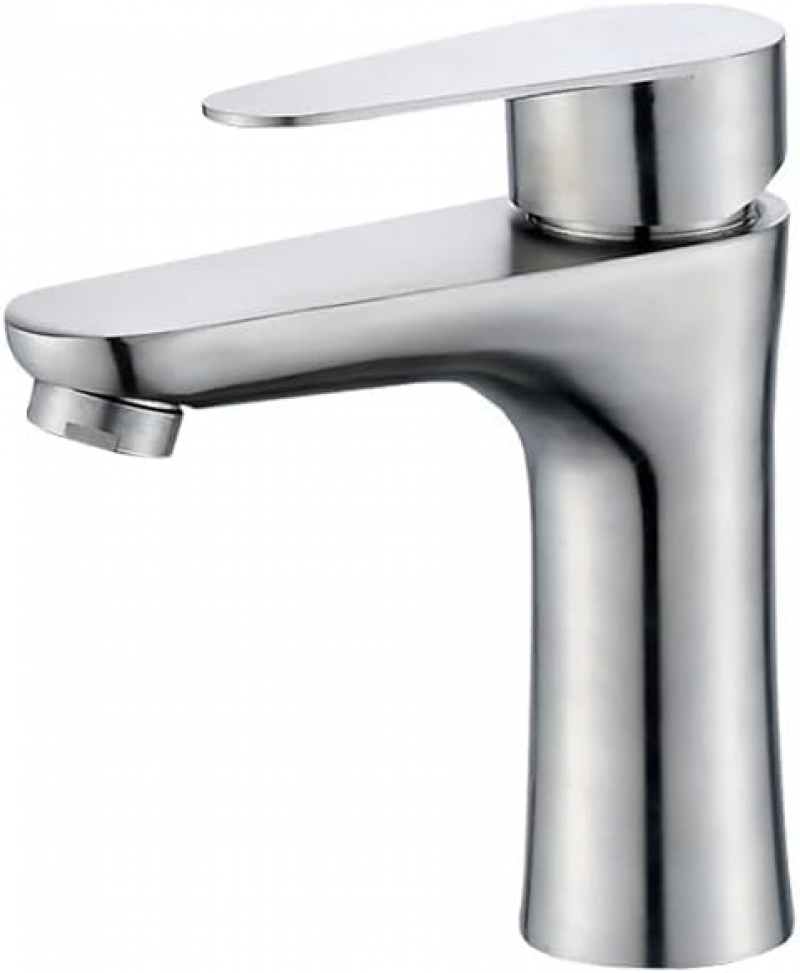 Bateria zlewozmywakowa kuchenna - ciepła i zimna woda - stal nierdzewna - montaż na blacie z jednym otworem - szczotkowana