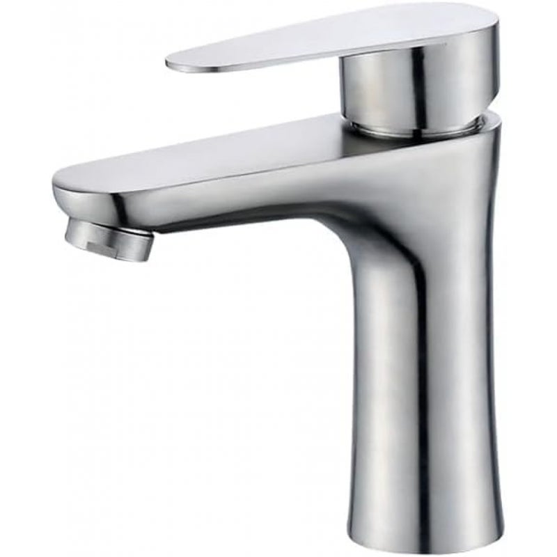 Bateria zlewozmywakowa kuchenna - ciepła i zimna woda - stal nierdzewna - montaż na blacie z jednym otworem - szczotkowana