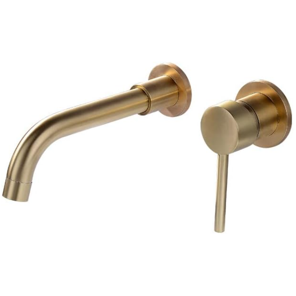 Bateria łazienkowa ścienna, jednouchwytowa, obrotowa wylewka 360 stopni, regulacja ciepłej i zimnej wody (szczotkowane złoto)