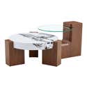 Lot de 2 tables basses ronde table d’appoint, design modulable, effet ...