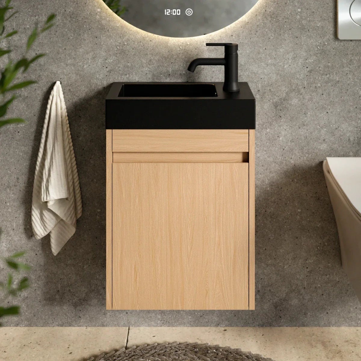 Mirlux Meuble vasque Elen – 40 cm – Chêne clair – Vasque noire incluse - 2