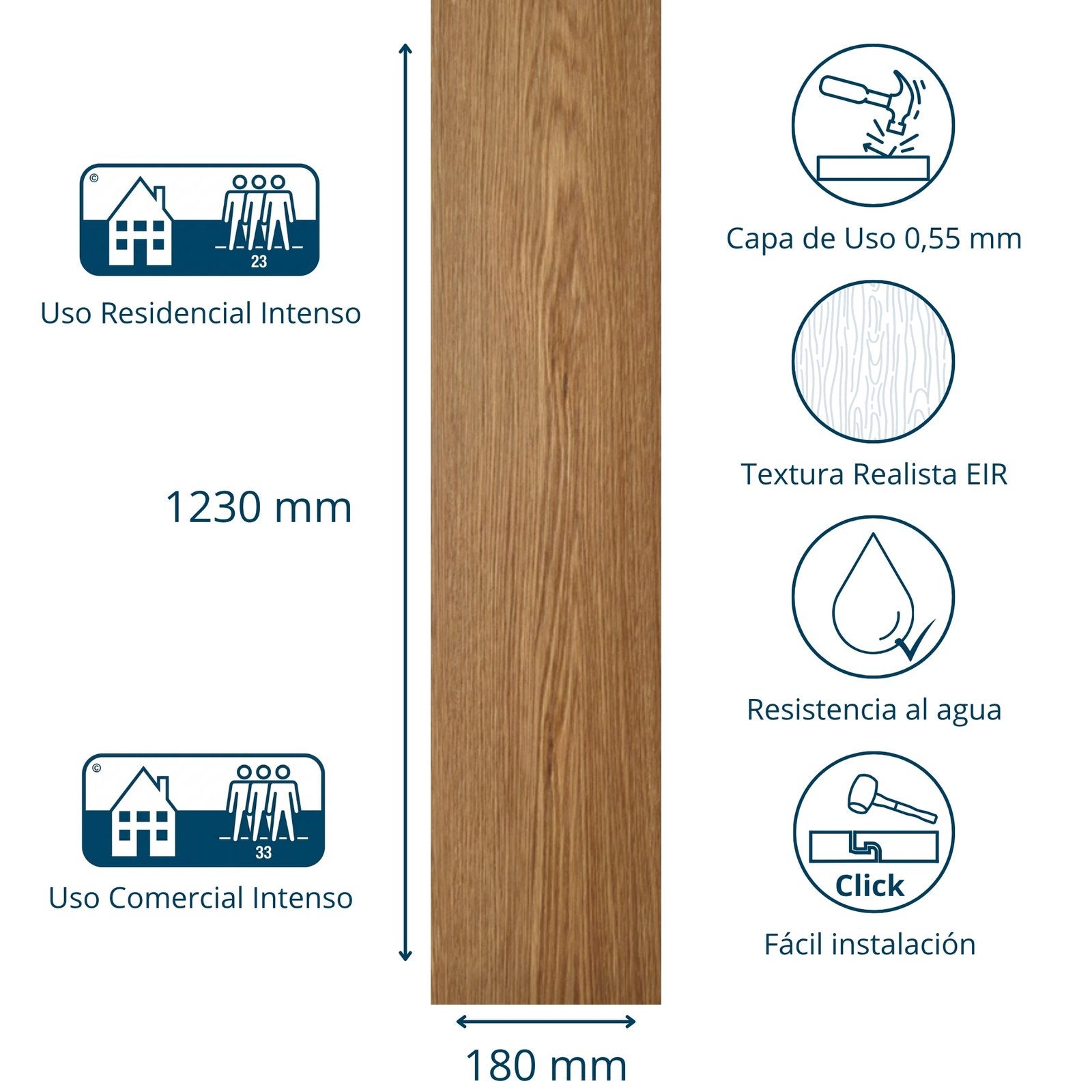 Suelo vinílico SPC clic Extrem 5 mm efecto madera Roble Dorado ISOVEX (2,21 m²) - 2