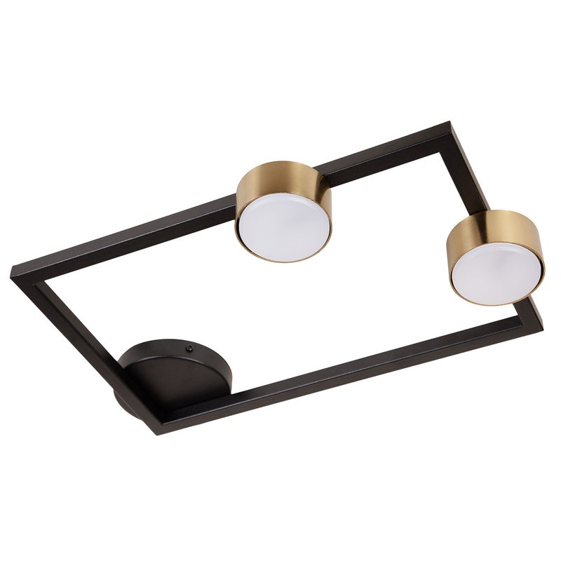 Reflektor sufitowy spot natynkowy Frame prostokątny czarno-złoty 2xGX53x12W wym: 7,7 x 48 x 31 cm metal SIGMA