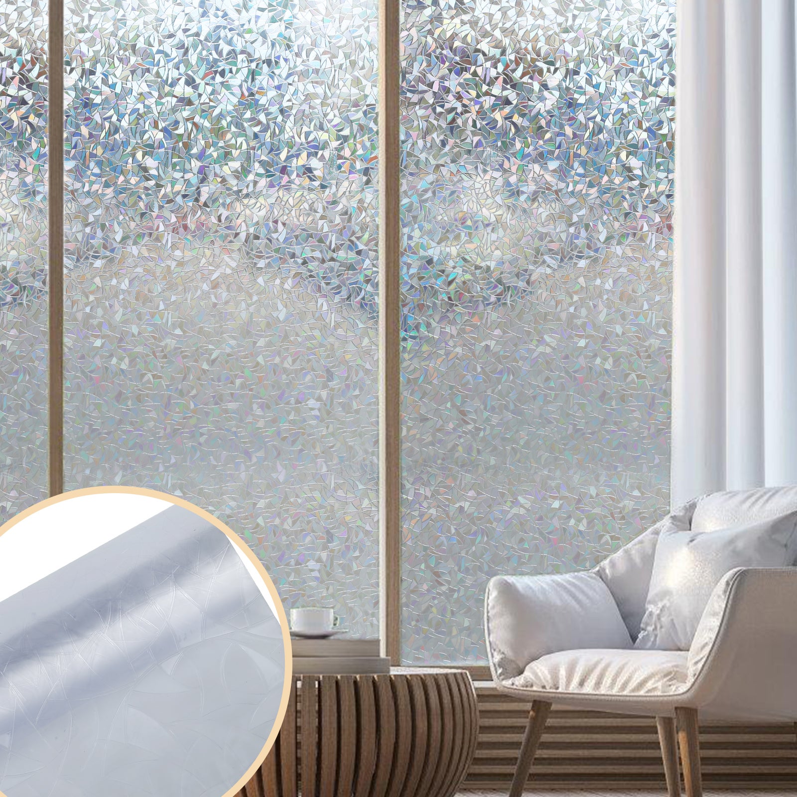 Films pour Vitres Film Électrostatique Film Décoratif de Fenêtre Film Occultant de Vitre Blocage