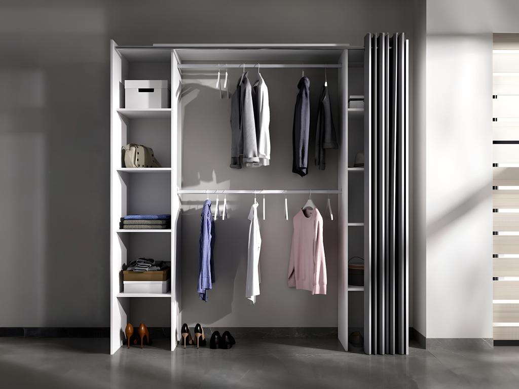 Dressing extensible DORIAN avec rideau L110/180 cm Coloris Blanc