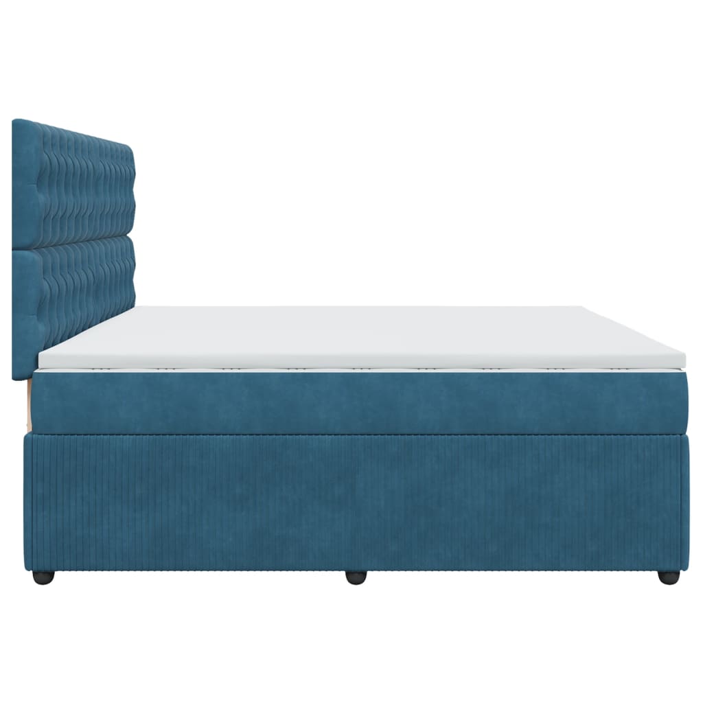 Maison Exclusive - Sommier à lattes de lit et matelas Bleu foncé 200x200cm Velours - 5