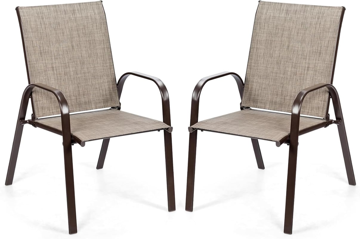 Zestaw 2 krzeseł ogrodowych z podłokietnikami, krzesła balkonowe, obciążenie do 200 kg, do ogrodu, na balkon, do basenu, 56 x 72 x 90 cm (kolor