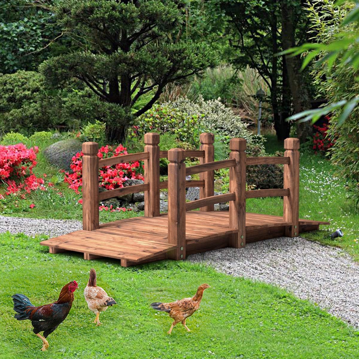 Pont de Jardin en Bois 150 x 67 x 55CM Pont d'Etang Pont Chargé Environ 100KG - 7