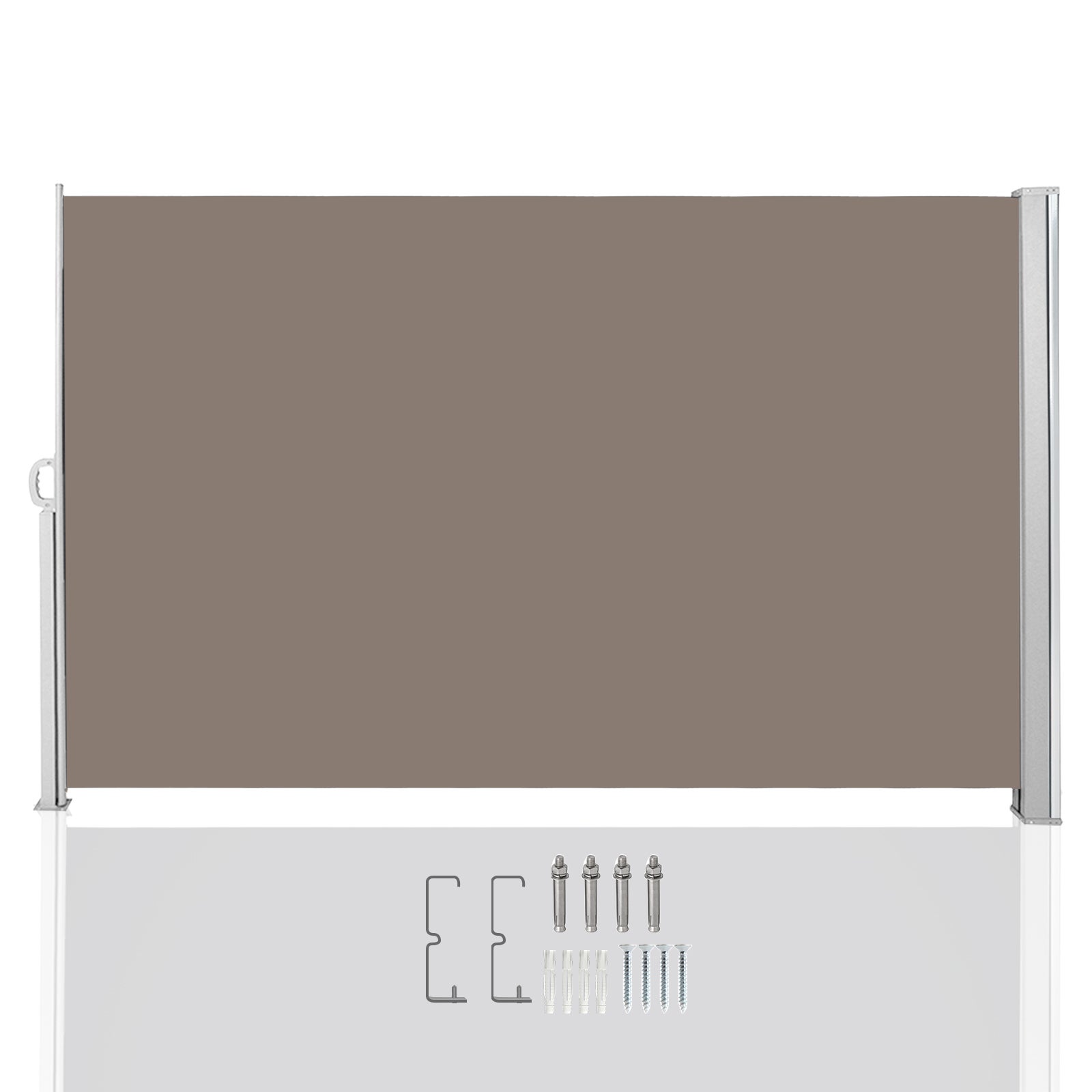 Toldo lateral extensible balcón antracita protección solar full cassette marrón pantalla privacidad 180*300cm