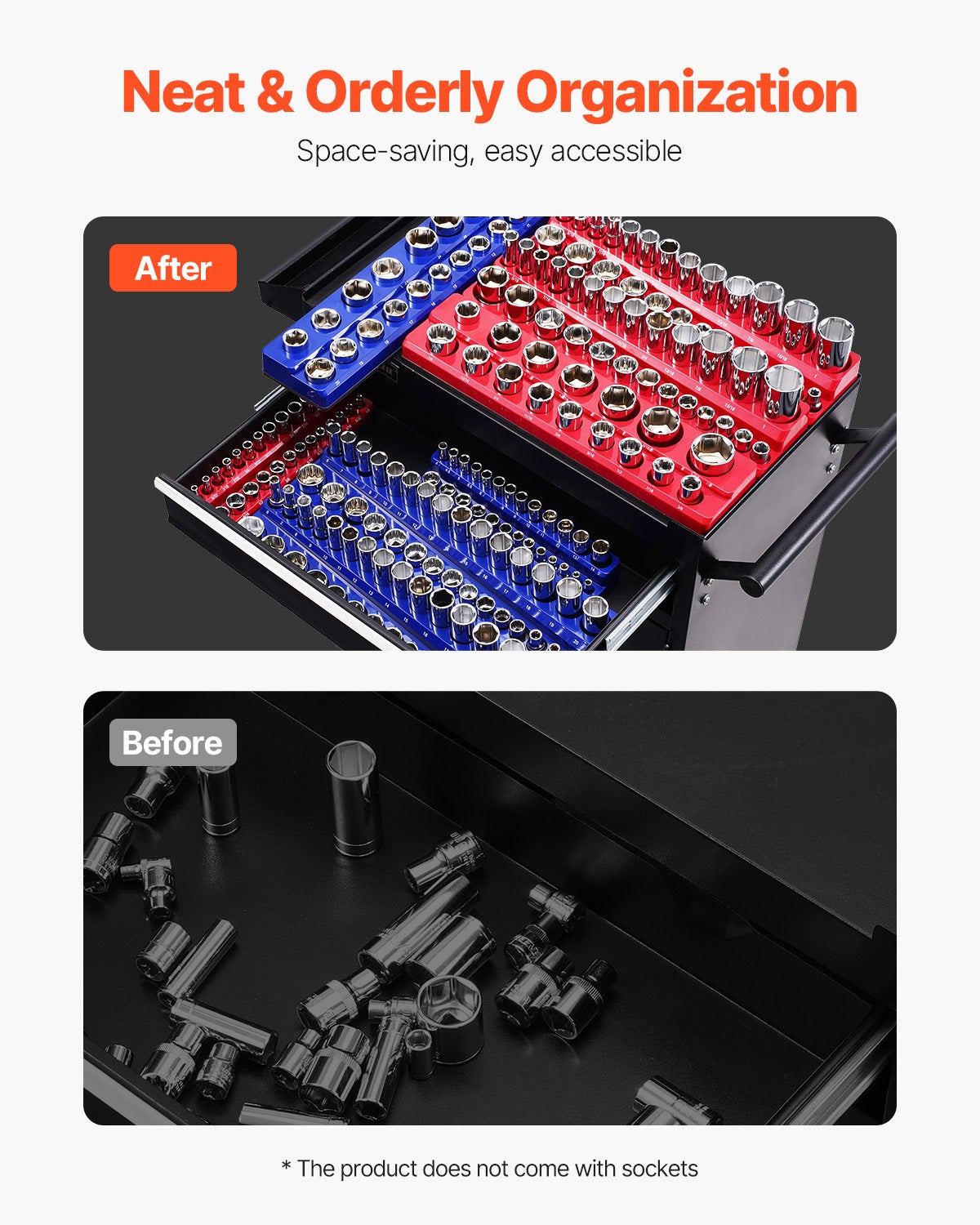 Ensemble d'Organisateurs Douilles Magnétiques SucceBuy,8 Pièces,Plateaux Métriques,Peut Contenir Jusqu'à 199 Douilles,(Douilles Non Incluses) - 6