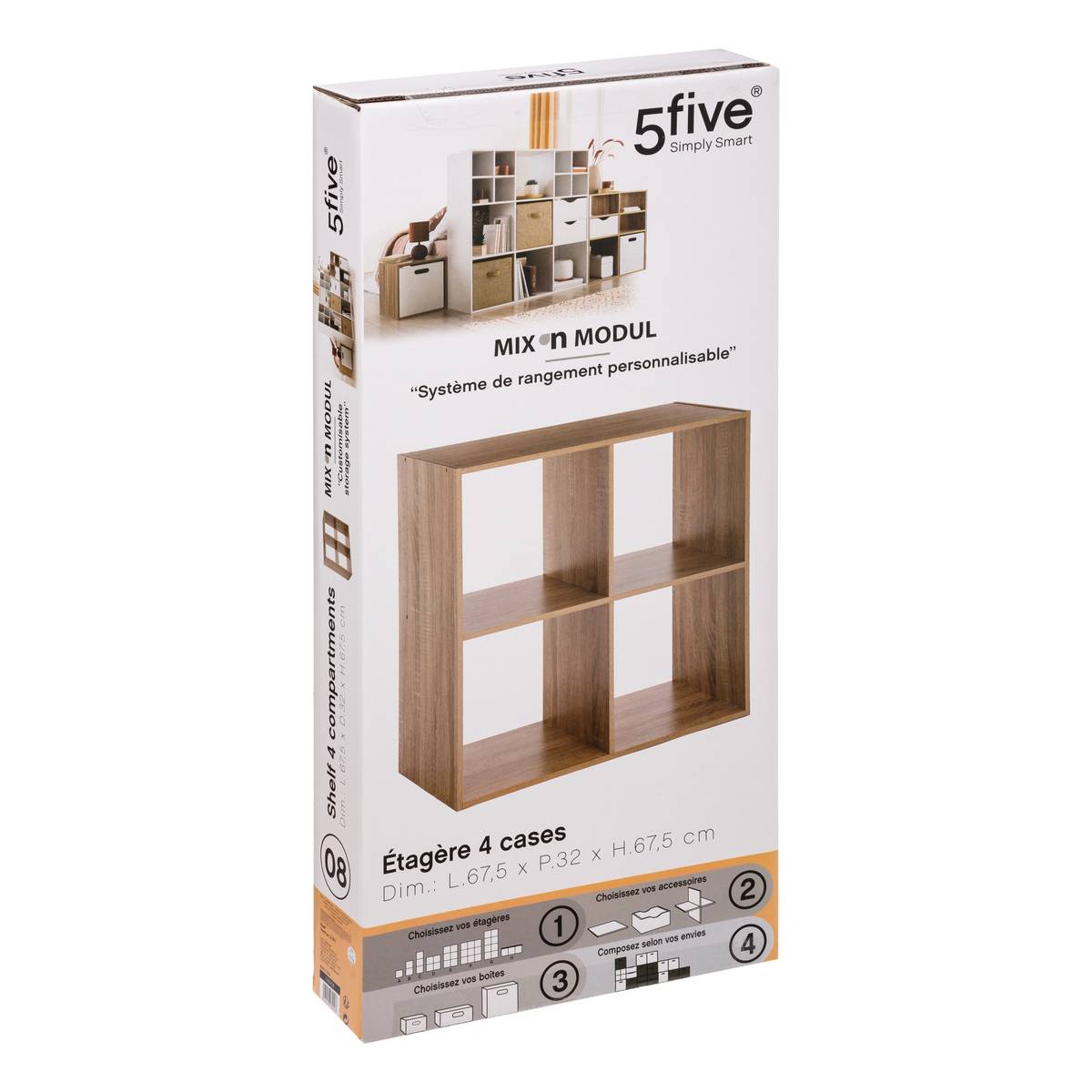 Tiroir Et Tablette Five Pour étagère Modulable - 31x31cm - Coloris Naturel - Système Mix N' Modul