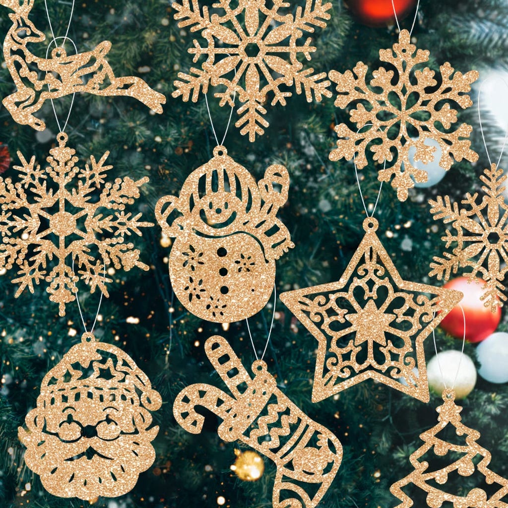 42 Pezzi Decorazioni per Albero di Natale, Calze, Pupazzo di Neve, Renna, Babbo Natale, Fiocco di Neve, Decorazioni da Appendere in Diverse Forme per il Fai da Te (Argento 42 Pezzi Decorazioni per Albero di Natale, Calze, Pupazzo di Neve, Renna, Babbo Natale, Fiocco di Neve, Decorazioni da Appendere in Diverse Forme per il Fai da Te (Argento