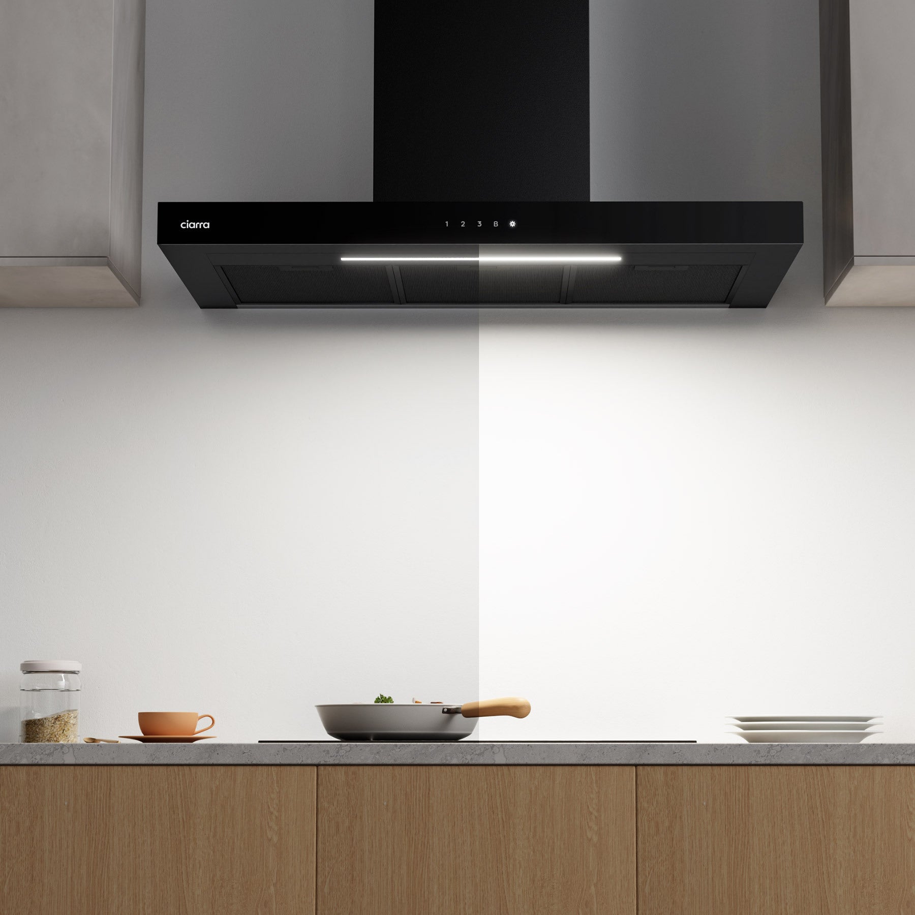 CIARRA Hotte Tactile 90cm 650 m3/h A+++ APP Contrôle Touche Tactile 4 Vitesses Booster LED Dimmable Noir CD9102B - 4