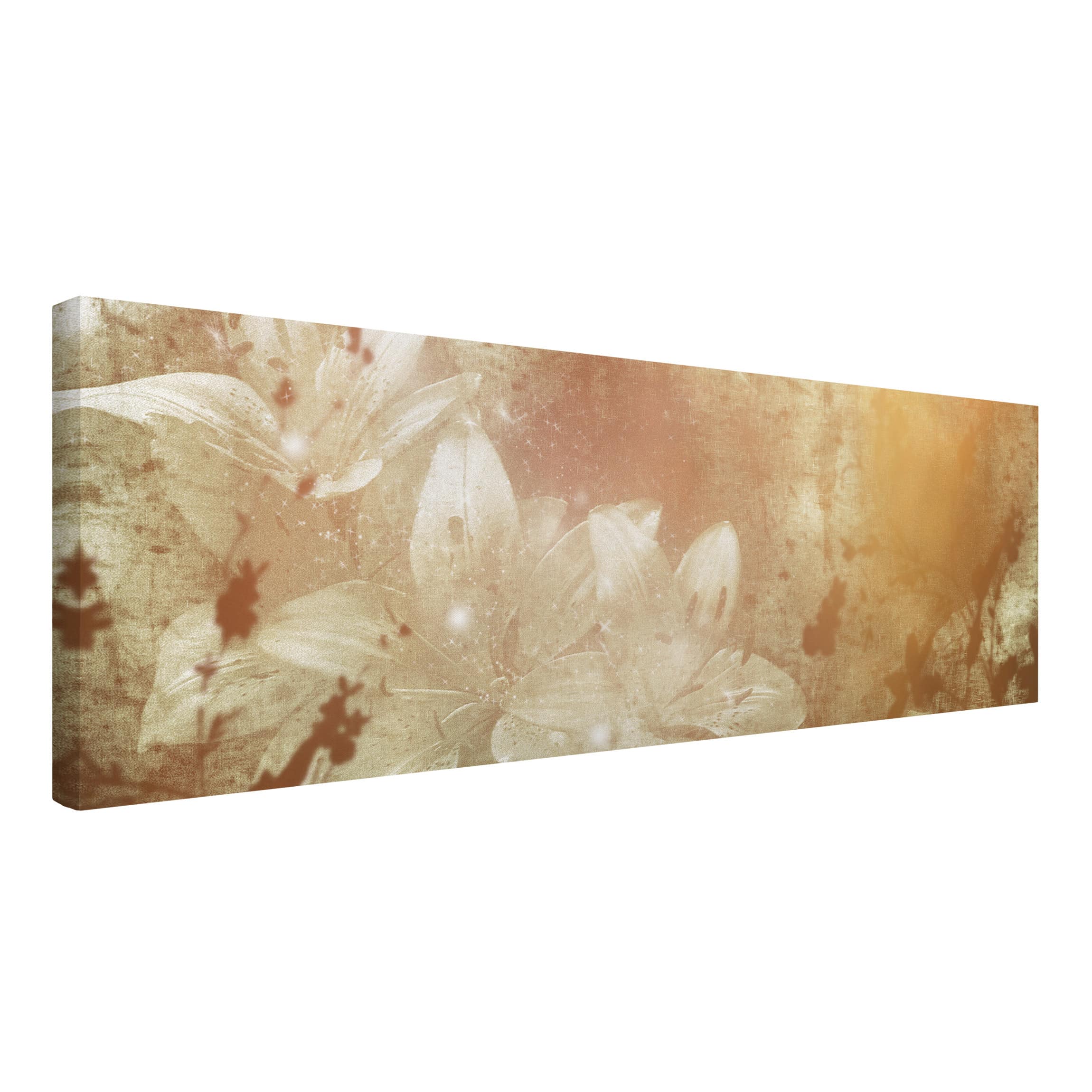 Impression sur toile tableau sur toile châssis doré botanique fleur vintage 111 cuisine chambre à coucher salon couloir 120 x 40 cm - 4