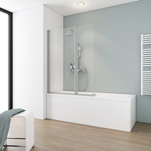 Schulte pare-baignoire, 104x130 cm, paroi de baignoire rabattables, écran de baignoire pivotant, 2 volets, verre 3 mm transparent, profilé alu argenté