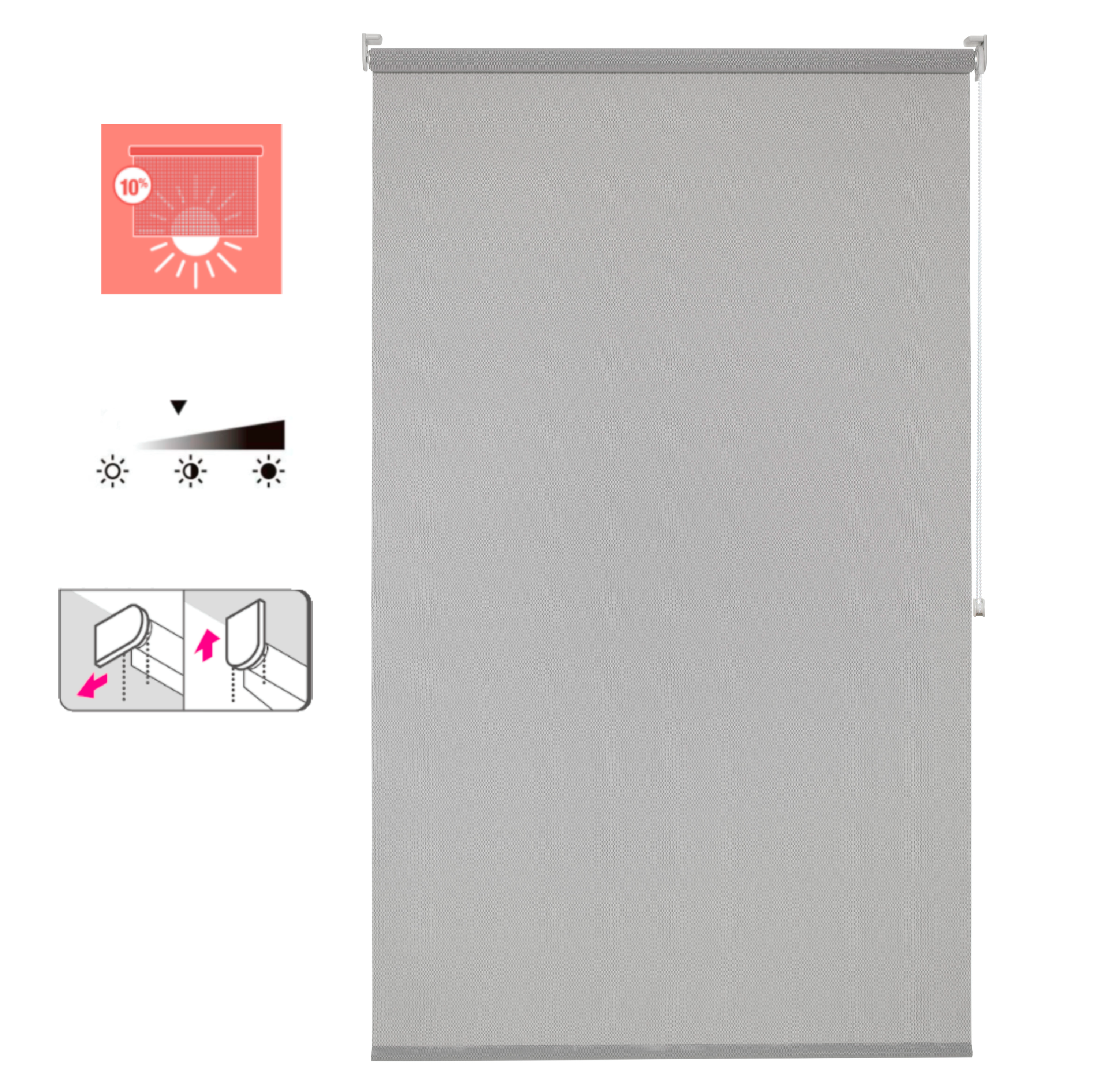 INSPIRE - Store enrouleur screen - l.55 x 190 cm - PEARL - Gris - 4