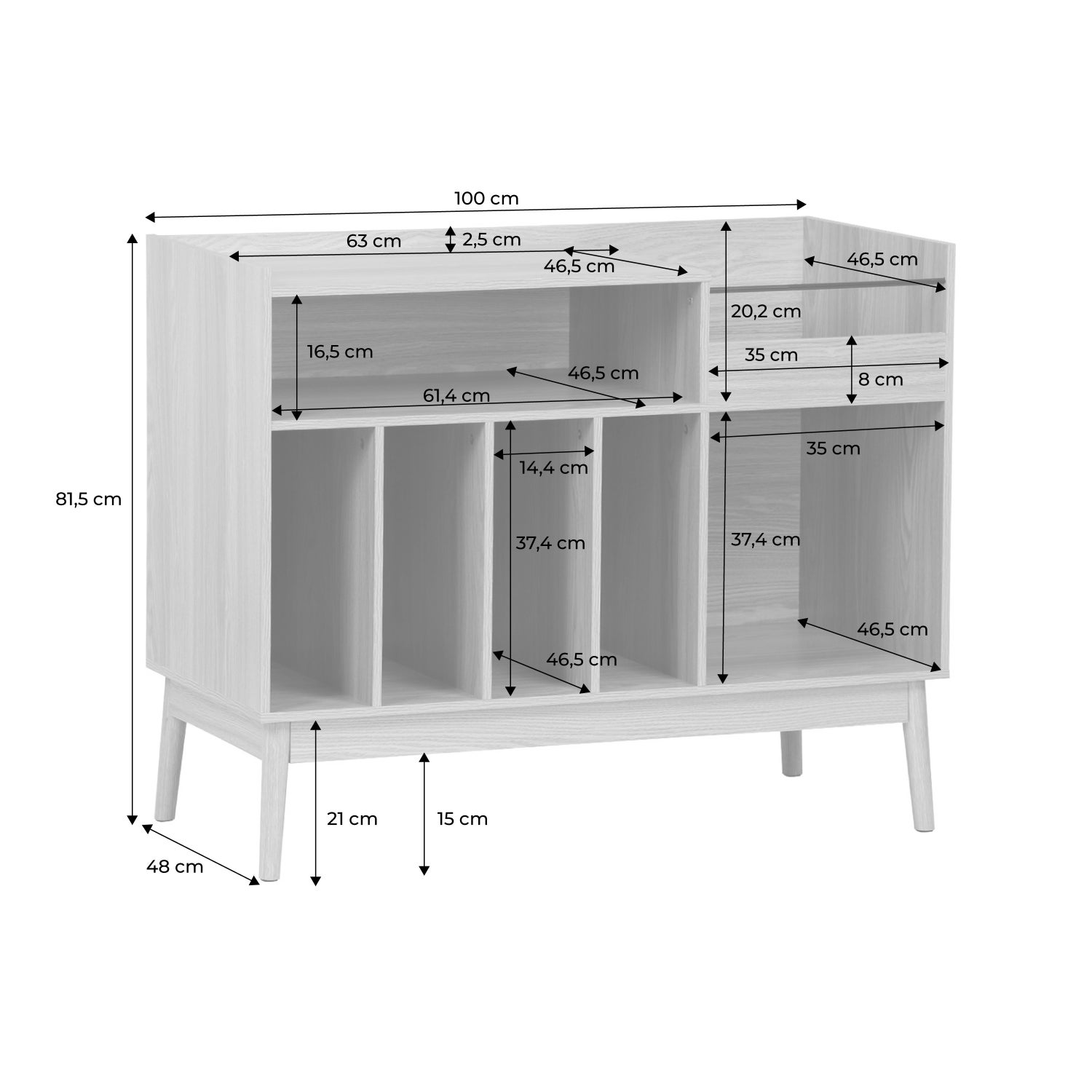 Meuble vinyle vintage décor bois. Dune. L 100 x l 48 x H 81.5cm DUNE - 7