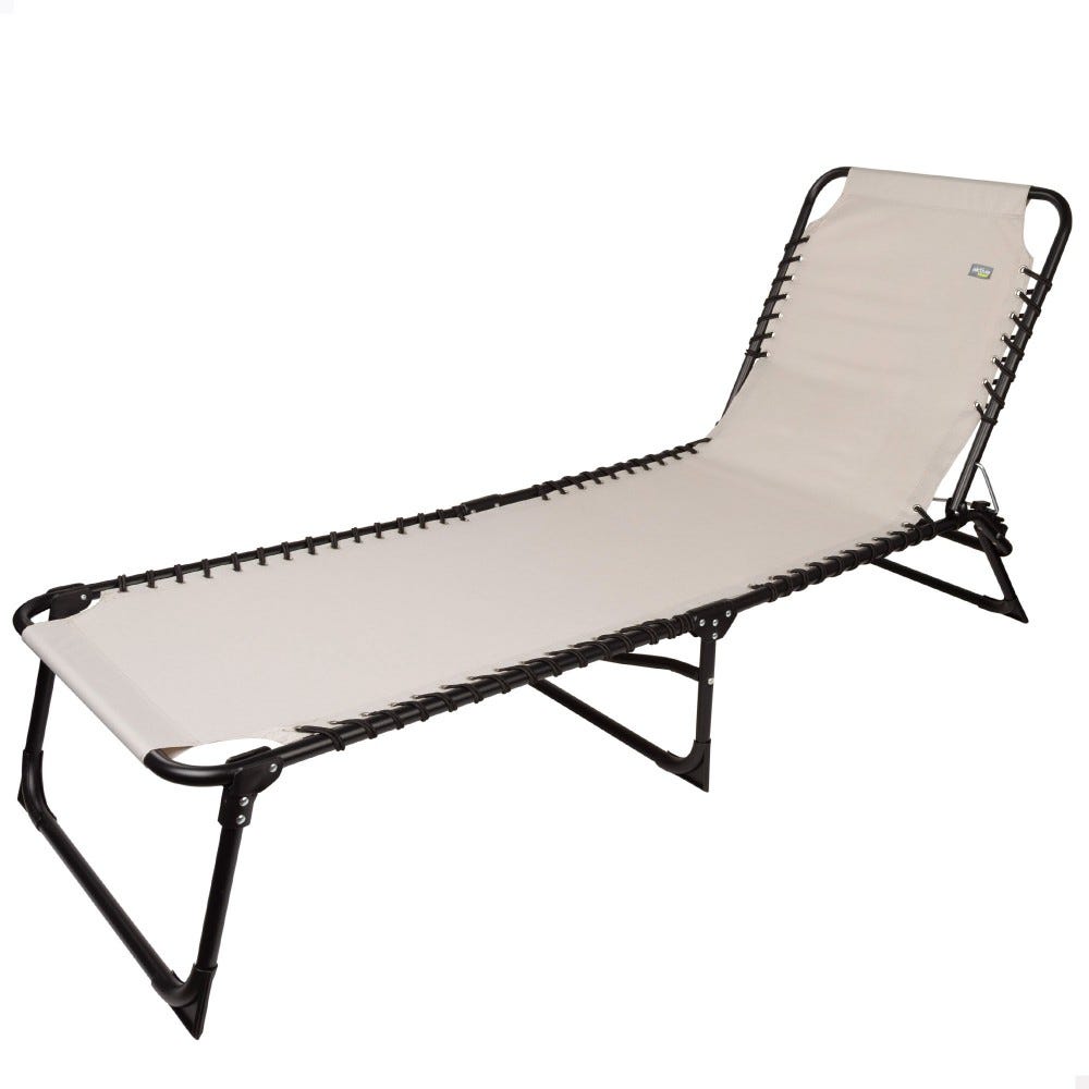 Chaise Longue Pliante Aktive Beach - Aluminium, Textilène Bleu, Inclinable 3 Positions, Max 110kg - Dimensions 47x95x75cm Dépliée
