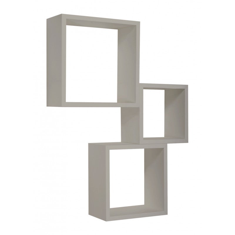 Ensemble de 3 étagères murales, cubes décoratifs, étagères cubiques, cubes muraux, brun taupe, 35x35, 30x30 et 25x25 cm de profondeur 15,5 cm - 3