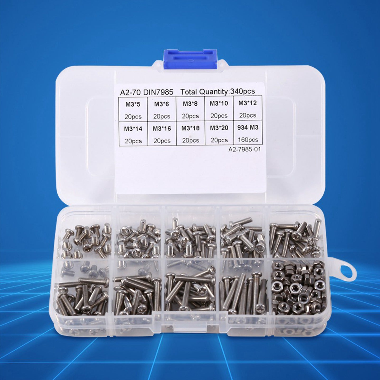 Kit 340 pièces vis et écrous M3 en acier inox 304, tête cylindrique, 10 ...