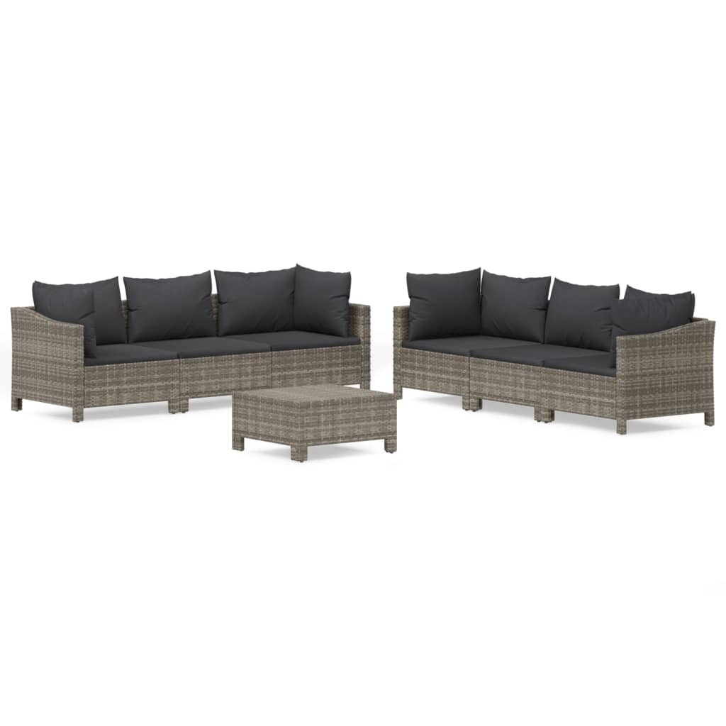 Maison Exclusive - Set Divani da Giardino 7 pz con Cuscini in Polyrattan Grigio - 2