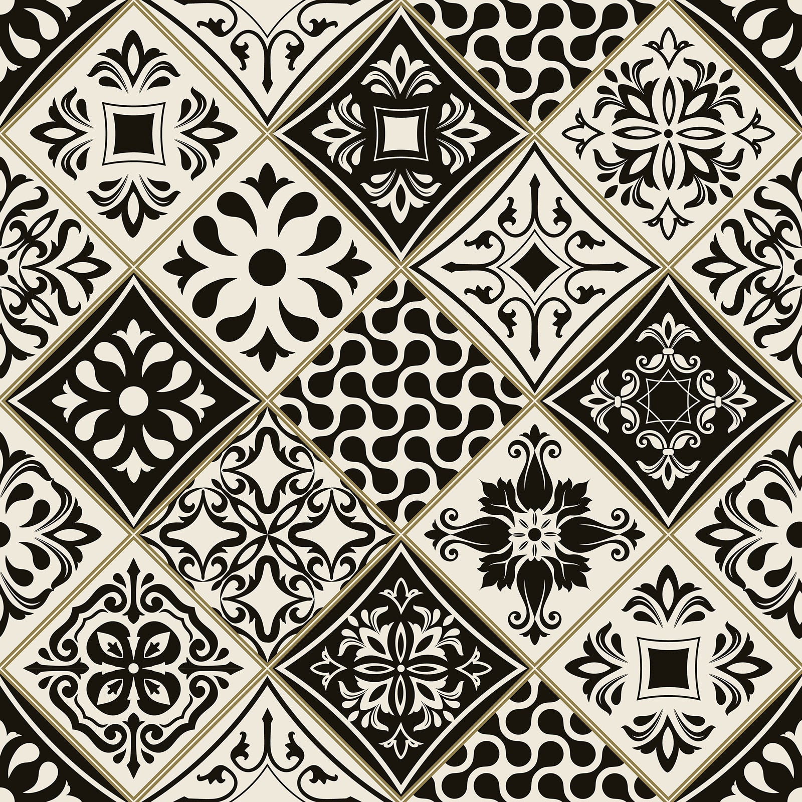 Crédence adhésive sticker décoratif pour cuisine - Effet carreaux de ciment - Adhésif BRILLANT - 60x60 cm - 2