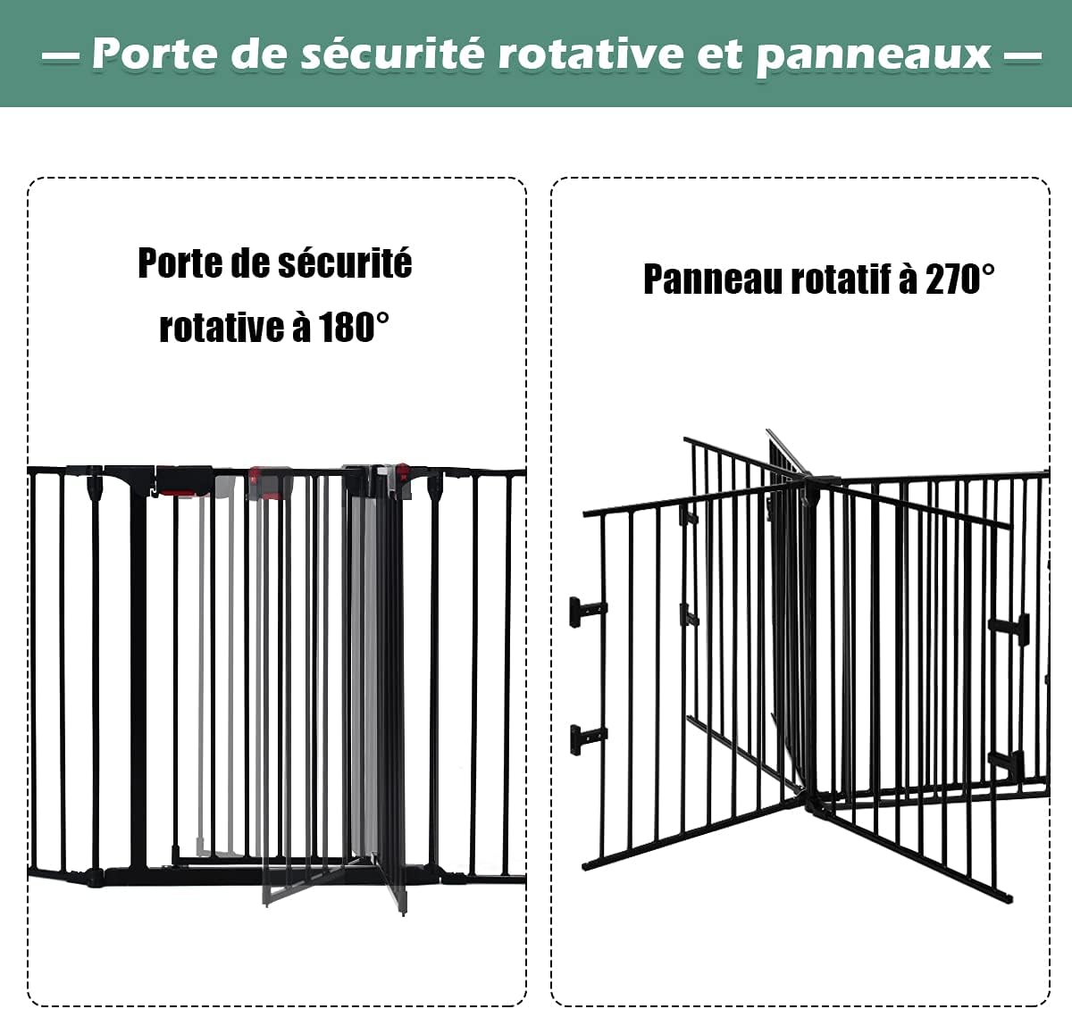 Cancello di Sicurezza per Bambini, Cancelletto di Metallo per Animali Domestici, Cancello Regolabile con Porta Apribile, Barriera per Bambini - 3